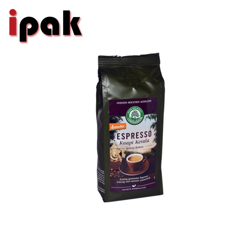 500g quad sealed matte black foil side gusset coffee beans bag with valve